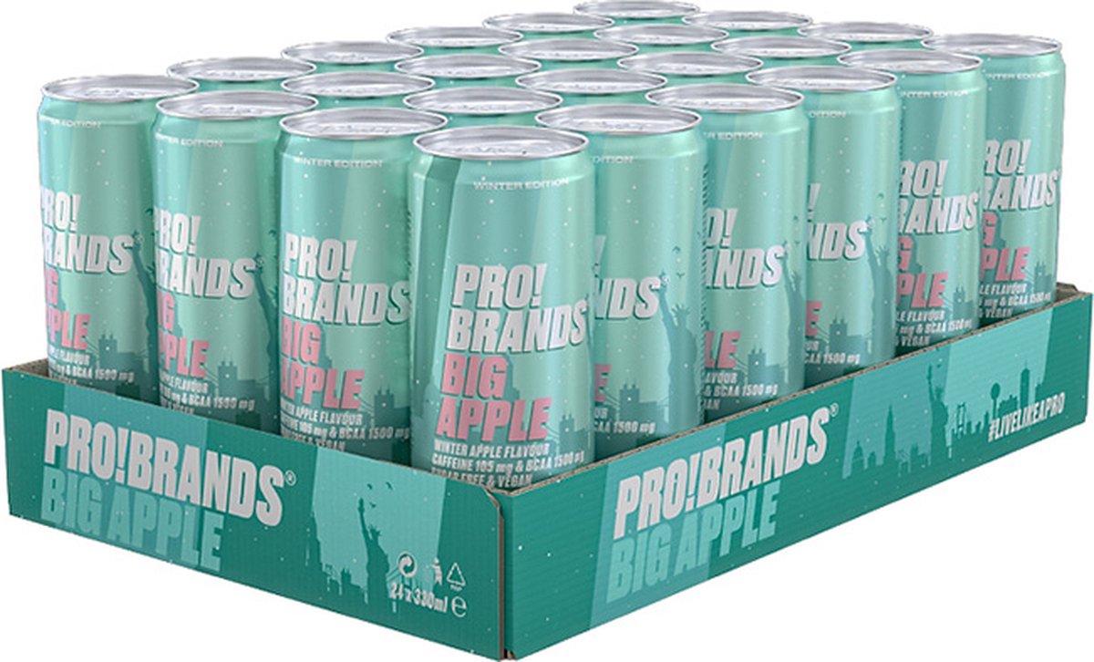 Pro!Brands | BCAA Drink | Big Apple 330ml | 24 Stuks | 24 x 330 ml