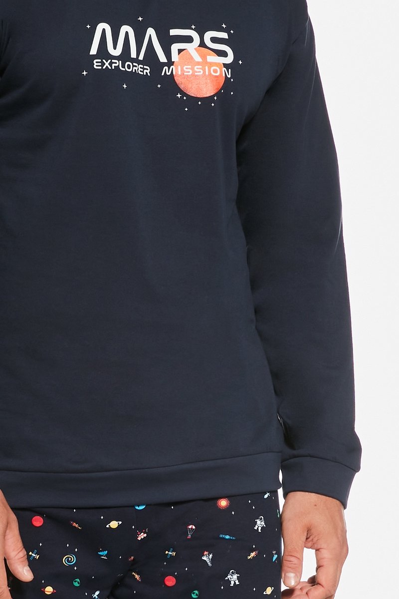 Cornette Heren Pyjama Winter Lange Mouw Lange Broek Loose 13 Midnight Blue 117 278 S 771216027