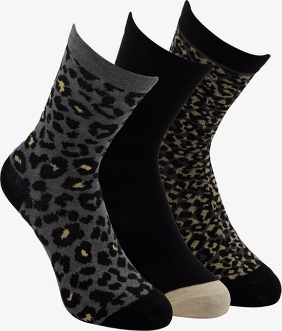 3 paires de chaussettes femme imprimé léopard - Zwart - Taille 39