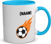 Akyol - voetbal mok met eigen naam koffiemok - theemok - blauw - Voetbal - voetballer - sport - 350 ML inhoud