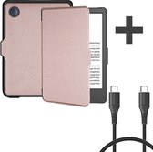 iMoshion Hoesje geschikt voor Kobo Clara 2E E-reader Hoesje & USB C naar USB C Kabel 1 meter - Rosé goud