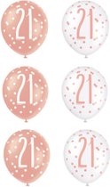 Ballonnen - 21 jaar - leeftijd verjaardag - 6 stuks - 30 cm - Glitz Rose Gold - Gratis Verzonden