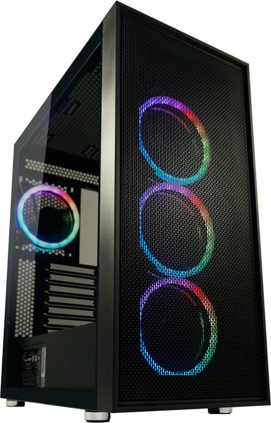 LC-Power Black_Wanderer_X, Midi Tower, PC, Zwart, ATX, EATX, micro ATX, Mini-ITX, Metaal, Kunststof, 16 cm