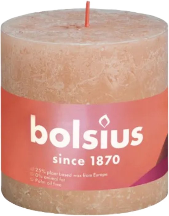 Bolsius Stompkaars Misty Pink Ø100 mm - Hoogte 10 cm - Roze/Grijs - 62 branduren