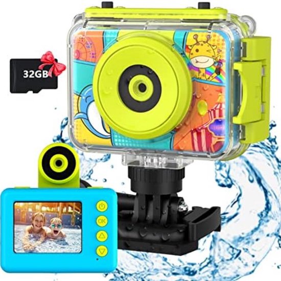 Appareil Photo pour Enfants, Caméra Vidéo Numérique pour Filles et Garçons  avec Caméra Vidéo Rechargeable SD 32 Go 