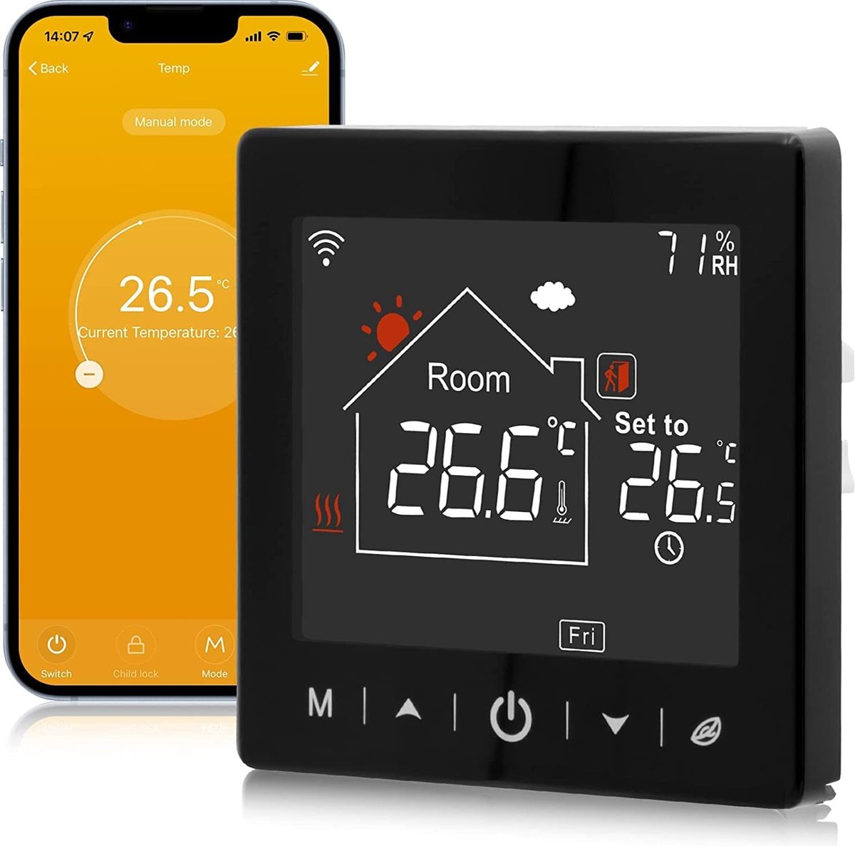 Kleyn Slimme Thermostaat Thermostaat voor CV Touchscreen WiFi Alexa/Google bol