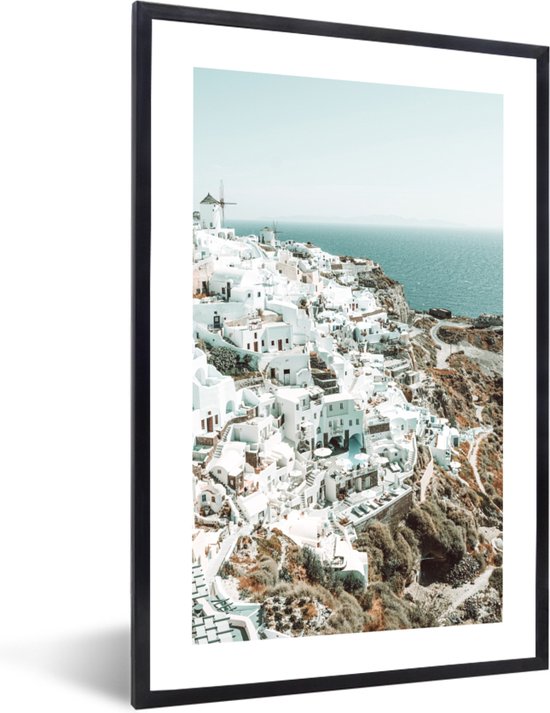 FrameYourWall® - Fotolijst met poster 40x60 - Griekenland - Santorini - Zomer - Zee - Fotokader van hout - Kaders en lijsten - Houten fotolijstje - Wissellijst voor muurposter - Picture en photo frame - Posterlijst - Fotohouder