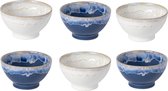 Costa Nova Grespresso kom set van 6 in blauw en wit Made in Portugal met de hand 15 cm