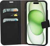 Mobiparts hoesje geschikt voor Apple iPhone 15 Plus - Wallet/Boekhoesje - Eco Leer - Magneet Sluiting - Opberg vakken - Zwart