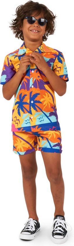 OppoSuits Kids Palm Power - Jongens Zomer Set - Bevat Shirt En Shorts - Meerkleurig - Maat: EU 122/128 - 8 Jaar