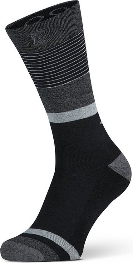 XPOOOS bamboe sokken essential graphics stripes zwart & grijs II - 39-42