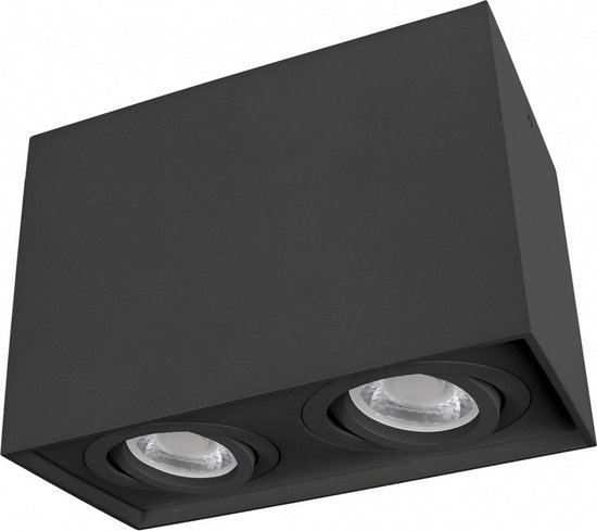 Spot LED plafonnier double inclinable - Cube Zwart - Raccord GU10