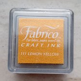 Tsukineko Fabrico stempelkussen small - 111 lemon yellow - multi purpose craft inkt - stempelinkt voor papier, stof en hout - 3x3 cm - citroen geel