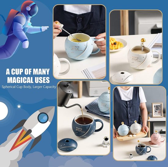 Jolie tasse en céramique spatiale, tasse à café astronaute Kawaii