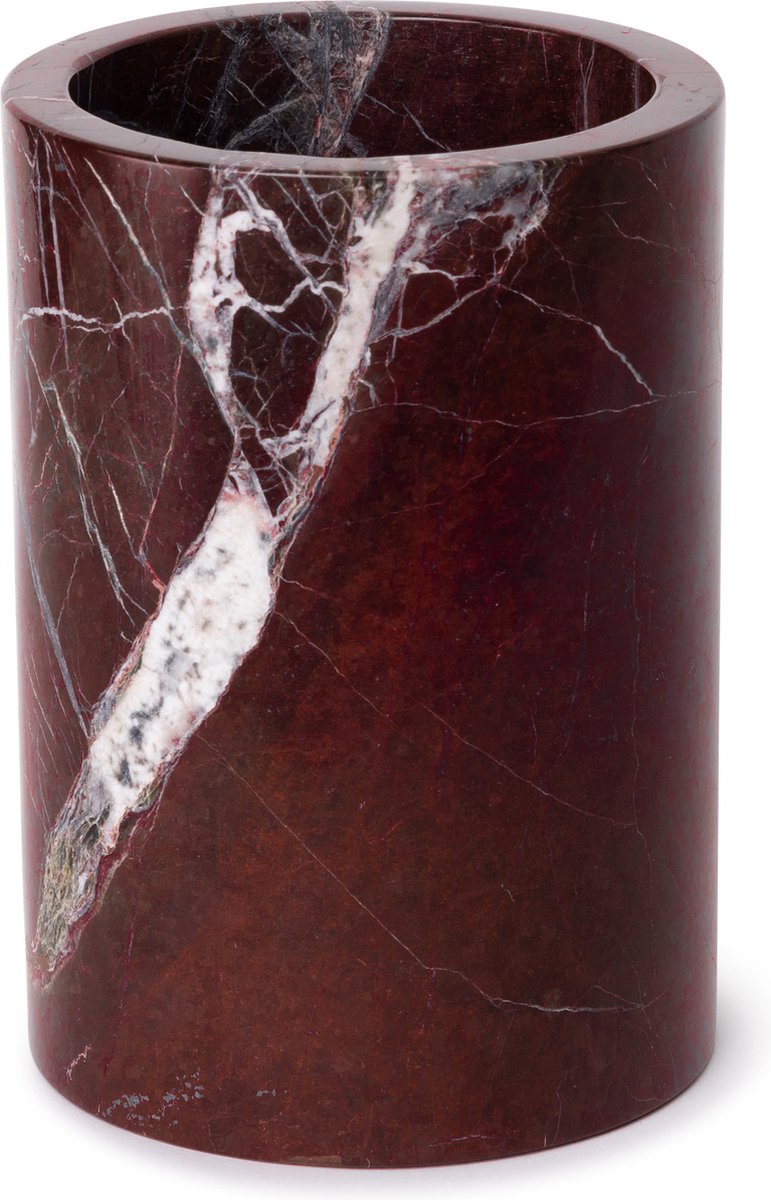 Marmer wijnkoeler/vaas rood - MOOISA - marmer vaas - marmer wijnkoeler - Ø12x18cm - wijnhouder - rond marmer dienblad - vierkant marmer dienblad - decoratie schaal - tapasplank - serveerplank
