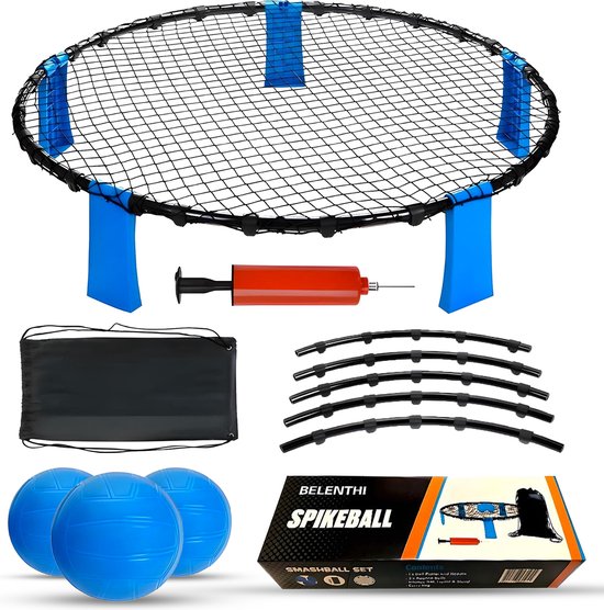 Belenthi Roundball set - Inclusief 3 ballen en een pomp - Geschikt voor Spikeball - Smashball - Roundnet - Blauw