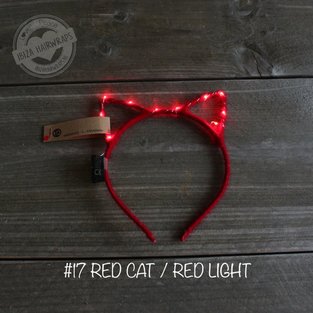 Led Diadeem Cat Rood met Red Lights- Haarband led- Haarband lichtjes - Led haarband - Cat haarband- Diadeem led