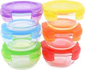 Bewaarcontainers voor babyvoeding, serviessets voor kinderen, vriezerbestendig, magnetronbestendig, luchtdicht, BPA-vrij - 6 stuks, glazen kommen van 200 ml