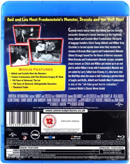 Abbott And Costello Meet Frankenstein (Blu-ray), Bud Abbott