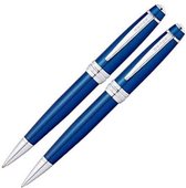 Cross Bailey Pen Set Stylo à bille chromé et Blue et porte-mine 0,7 mm avec Set de rangement de luxe