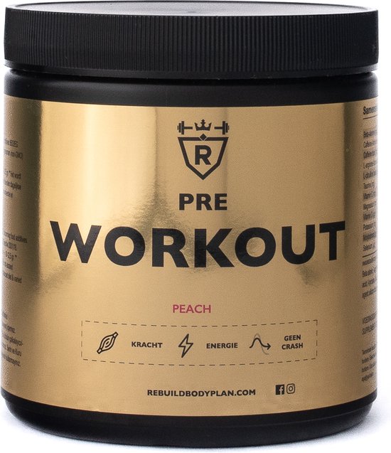 Rebuild Nutrition Pre-Workout - Pre Workout Per Scoop 400 mg Cafeïne - Preworkout Haal Het Maximale Uit Je Trainingen - Energy Drink - Perzik smaak - 30 doseringen - 300 gram