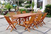 Concept-U - Salon de Garden Teck Oilé 8 personnes - Table ovale + 8 chaises LUBOK