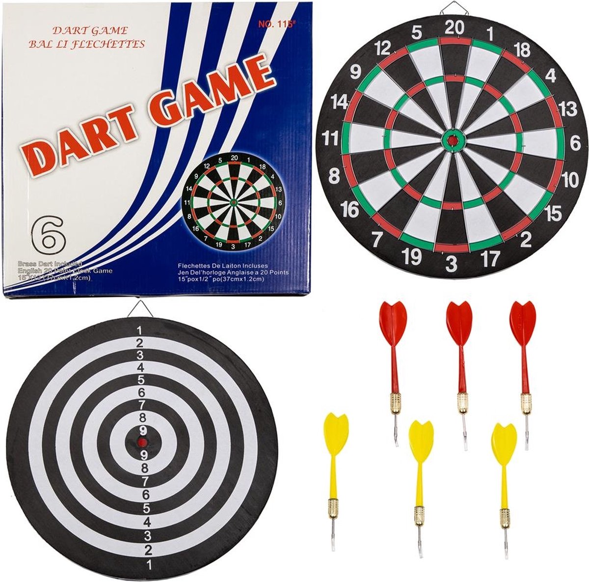 Dartbord 37.5 cm met 6 Darts