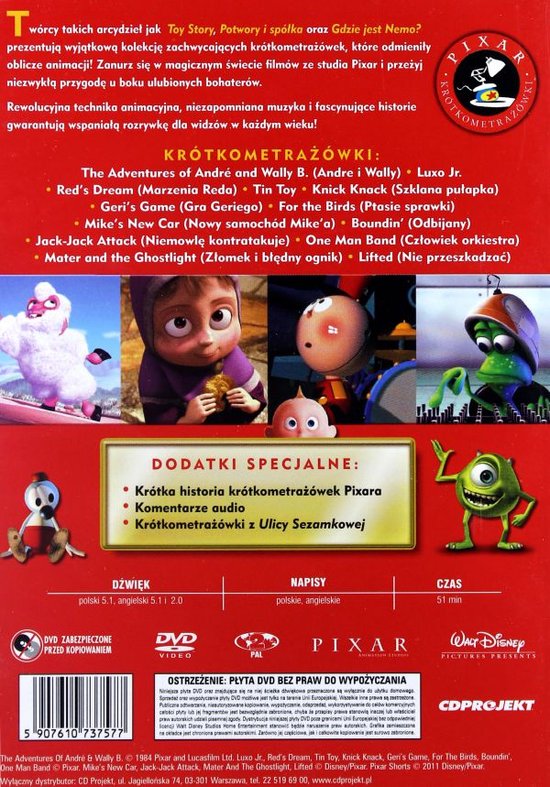 Kolekcja krótkometrażówek Studia Pixar [DVD]