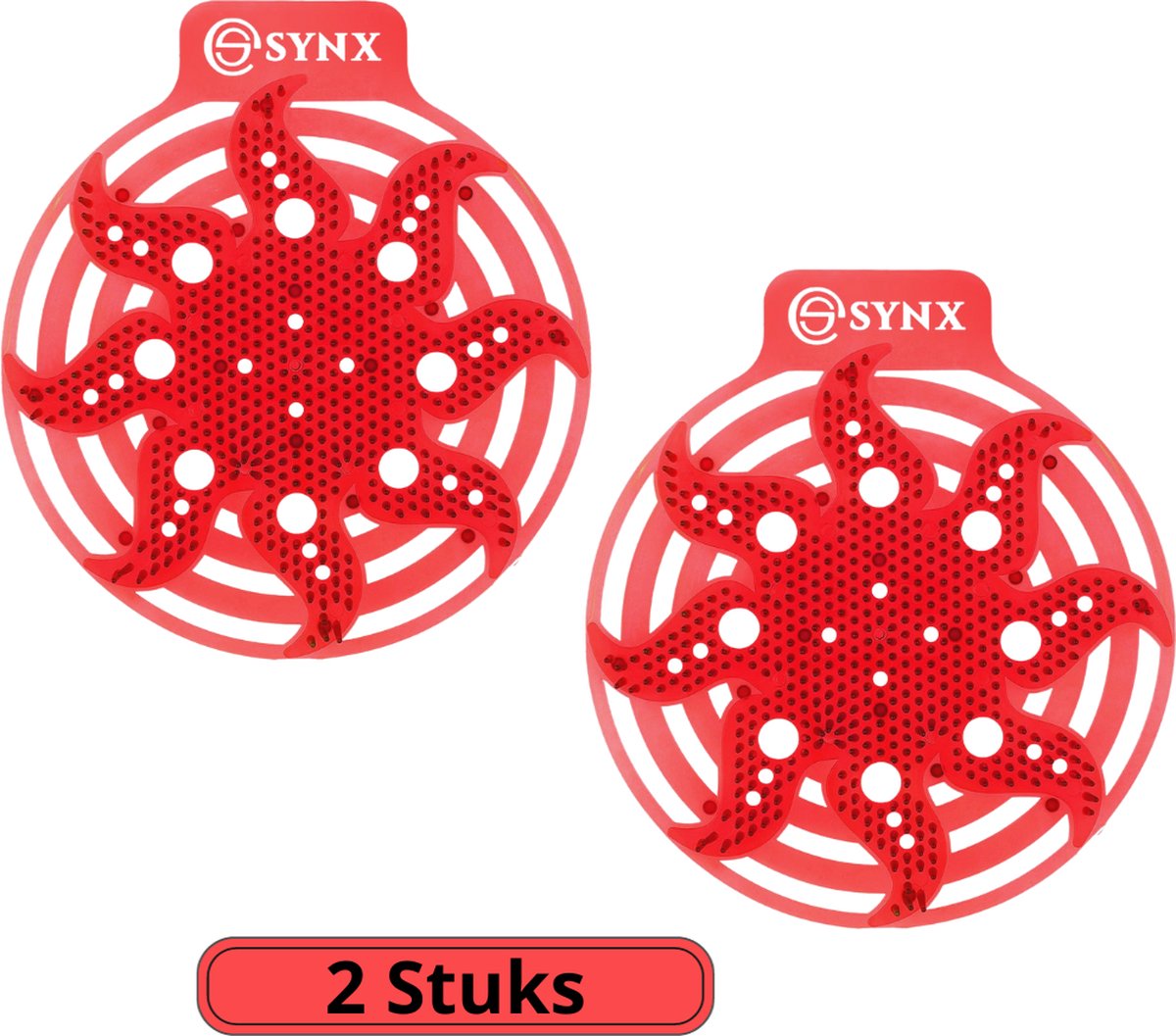 Synx Tools Powerscreen UrinoirMatje Rood 2 stuks Meloen Geur 30 dagen - luchtverfrisser toilet - Urinoirmatten - Urinal Screen Wave - Anti spat mat WC - Toilet Mat - Frisse Geur - Wc Rooster - Urinoirrooster