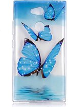 Shop4 - Geschikt voor Sony Xperia L2 Hoesje - Zachte Back Case Vlinders Blauw