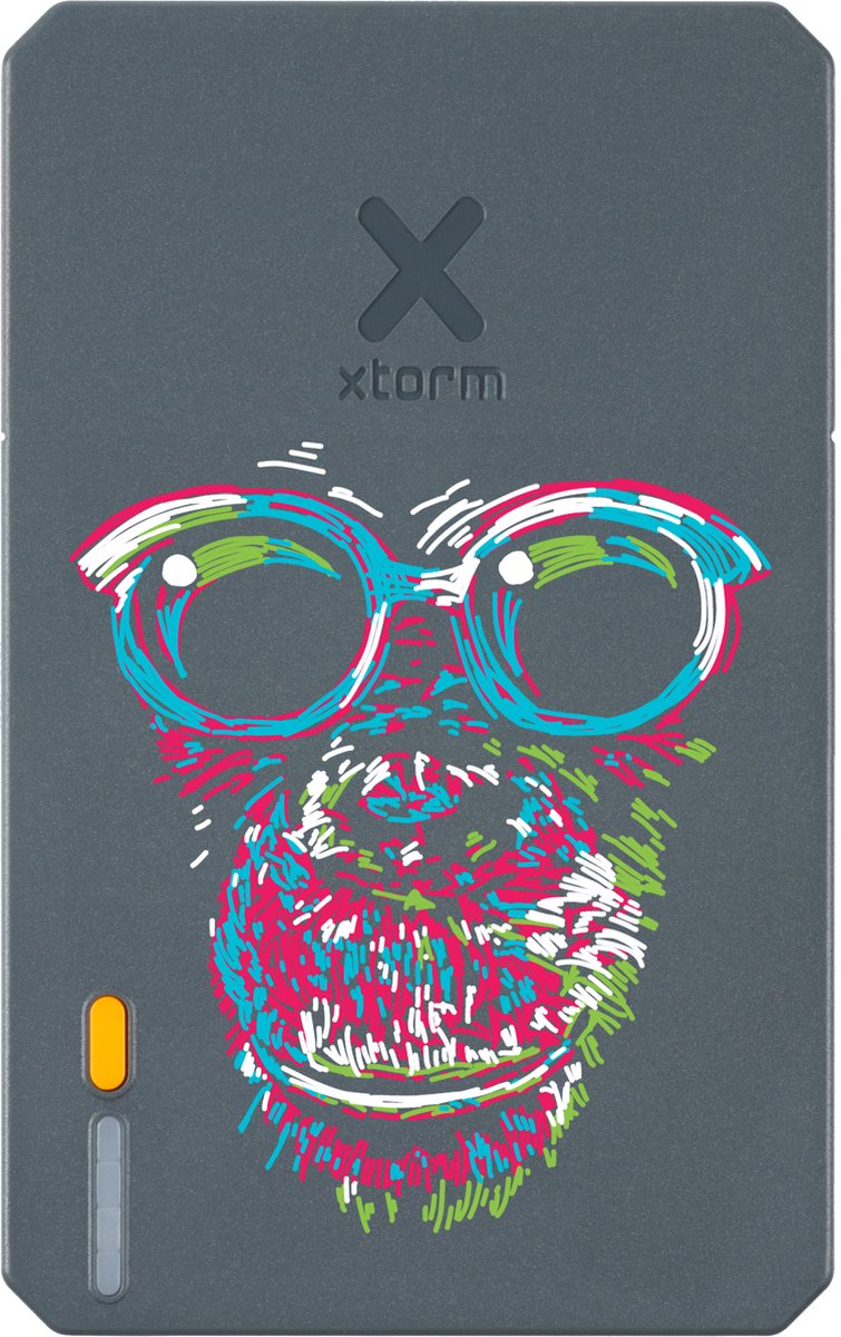 Xtorm Powerbank 10.000mAh Grijs - Design - Doodle Chimp - USB-C poort - Lichtgewicht / Reisformaat - Geschikt voor iPhone en Samsung