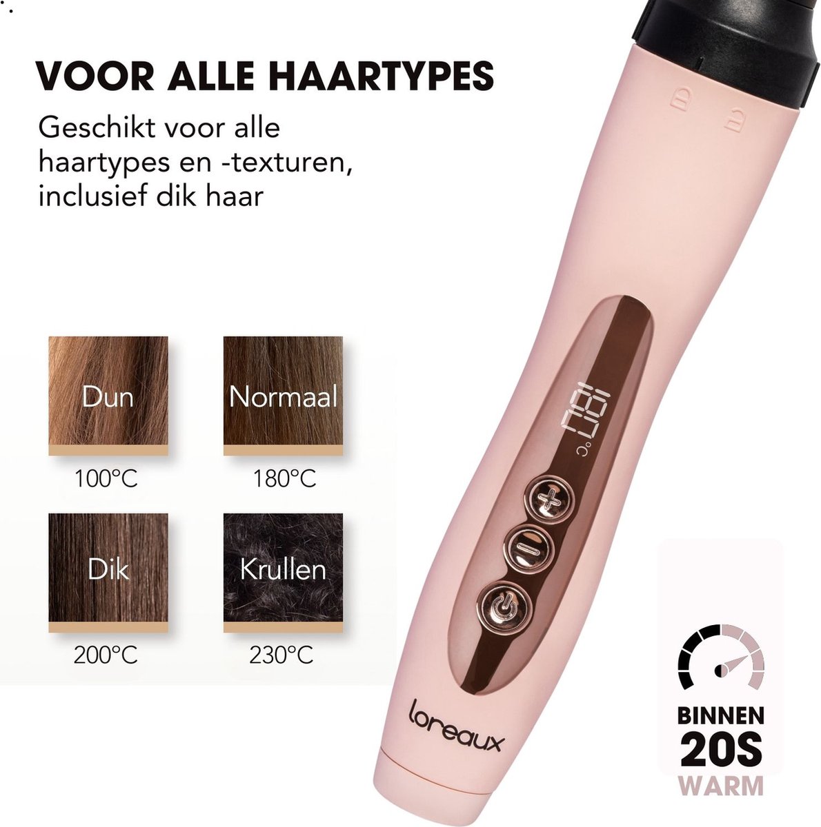 Loreaux 5 in 1 Krultang set met Opzetstukken - Haarkruller - afbeelding 3