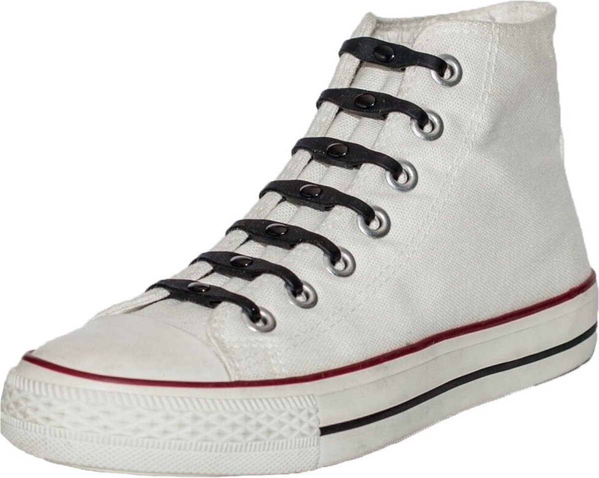 Shoeps elastische veters - 14x - zwart - sneakers/sportschoenen - geen strikken nodig