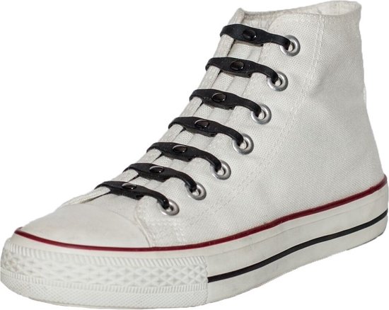 14x Shoeps elastische veters zwart - Sneakers/gympen/sportschoenen elastieken veters - Hulp bij veters strikken
