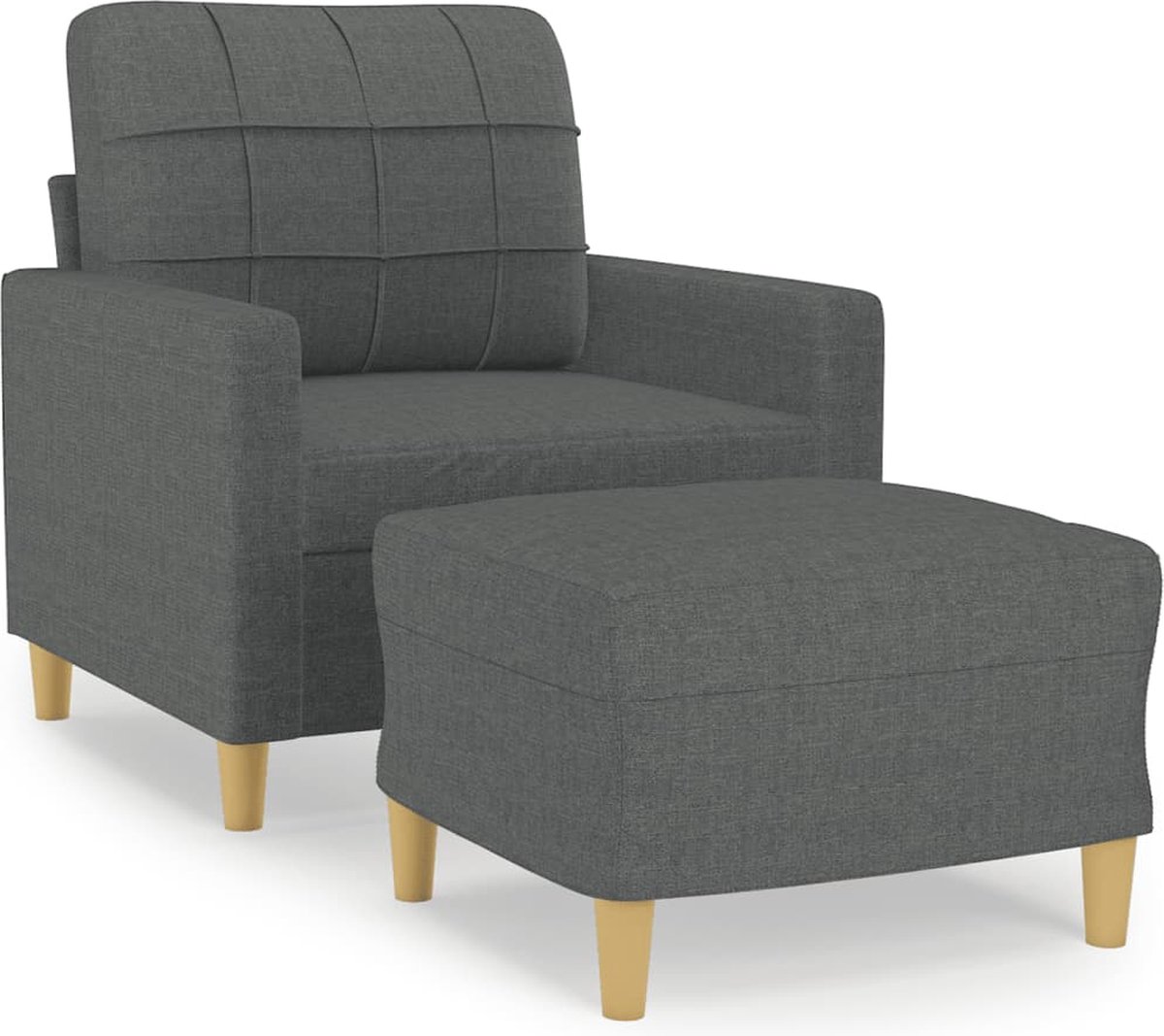 vidaXL Fauteuil - met - voetenbank - 60 - cm - stof - donkergrijs