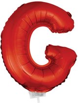 Ballon lettre G gonflable rouge sur bâton 41 cm