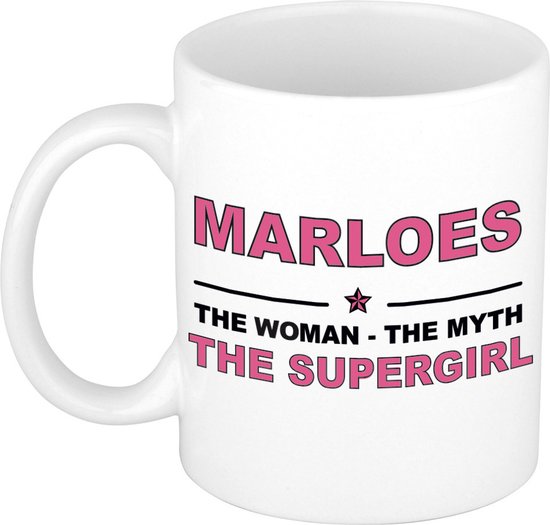 Cadeau nom Marloes - La femme, le mythe la tasse à café supergirl / tasse 300 ml - nom / noms tasses - Cadeau pour anniversaire / fête des mères / retraite / succès / merci