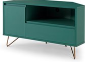TV-meubel Lucy Groen - MDF - Breedte 100 cm - Hoogte 58 cm - Diepte 50 cm - Met planken - Met openslaande deuren