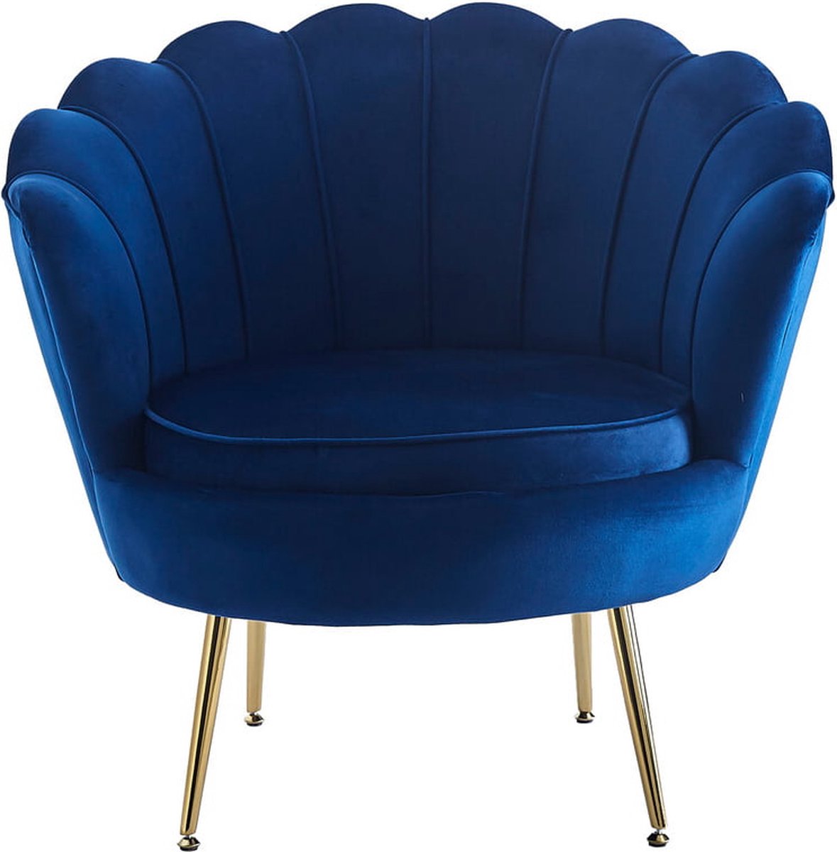 Fauteuil Chanelle Donkerblauw - Fluweel - Zithoogte 44 cm - Zitdiepte 56 cm