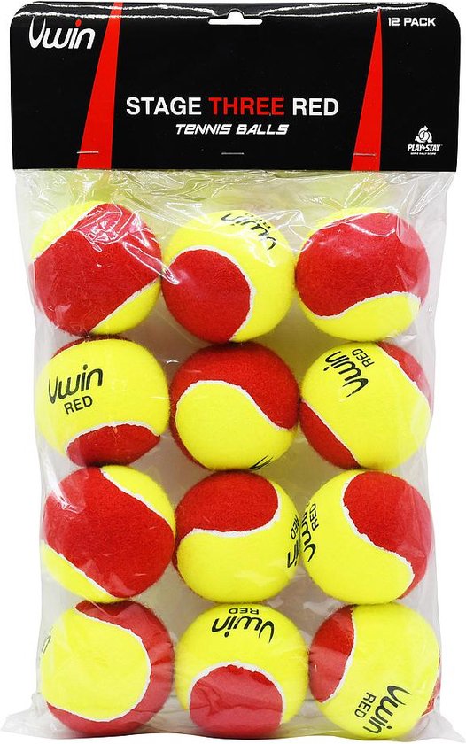 Uwin Stage Three Red Tennis Balls Pack of 12 balls bol