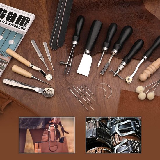 37 pièces d'outils de maroquinerie, outils à main en cuir avec Edge,  skivers, outils... | bol