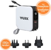 Wurk 5-in-1 PowerPack - Powerbank - Draadloze Oplader - Reisstekker - 10.000mAh - Snelladen - Ingebouwde USB-C & Kabel