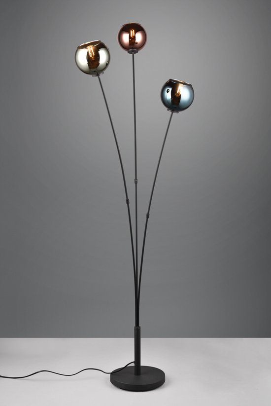 REALITY SHELDON Vloerlamp - Zwart met multicolor glas