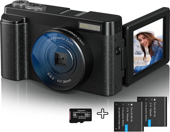 Camp Snap CS-8 Videocamera Digitale 2.7K – Senza Schermo, Zoom 8X, Filtri Personalizzabili, SD Inclusa, Per Vlogging E Viaggi