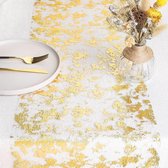 Tafelloper, polyester tafelloper met coating in glanzend goud, 23 cm × 15 m, voor bruiloft, feest of festival, Nieuwjaar, Pasen