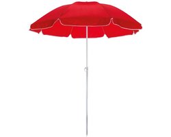 Strand/tuin parasol - rood - dia 145 cm - Verstelbaar - Zonbescherming - Voordelige parasols - polyester