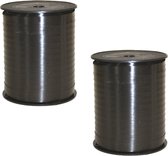 Cadeaulint - 2x - zwart - 5 mm x 500 meter - sierlint - kadolint - linten - Krul linten voor bloemen/ballonnen