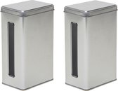 10x Boîte de rangement rectangulaire Argent avec fenêtre 17 cm - Boîtes de rangement argentées - Boîtes de Bidons alimentaires