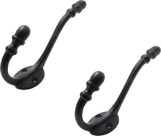 4x patères / patères de Luxe rétro noir avec crochet simple - métal de haute qualité - 14 x 3,2 cm - patères / patères en métal