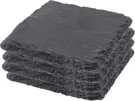 20x Sous-verres en ardoise 10 x 10 cm - Plateaux à bougie - Sous- verres en Verres